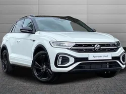 Pure white with black roof New 2025 VW T-Roc Black Edition SUV | £33,495 (A bit pricey)