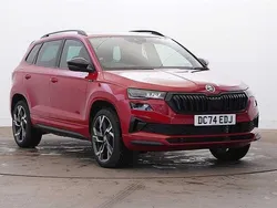 Velvet red metallic Used 2025 Skoda Karoq SportLine SUV | £31,585 (Fair price)