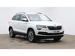 Moon white metallic Used 2021 Skoda Karoq SE Drive SUV | £18,997 (Fair price)