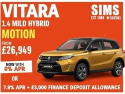Yellow New 2024 Suzuki Vitara SUV | £27,299