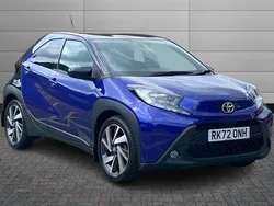 Juniper blue with black Used 2023 Toyota Aygo Hatchback | £12,990 (Fair price)