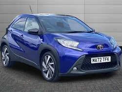 Juniper blue with black Used 2022 Toyota Aygo Hatchback | £12,491 (Fair price)