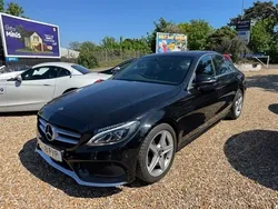 Black with black leather trim Used 2018 Mercedes C220 AMG line Sedan | £15,990 (Fair price)