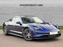 Gentian blue Used 2021 Porsche Taycan Sedan | £41,900 (Fair price)
