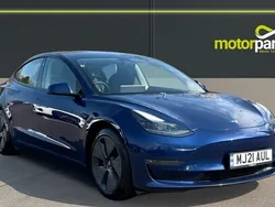 Blue metallic Used 2021 Tesla Model 3 Long Range Sedan | £18,000 (Good price)