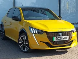 Yellow Used 2021 Peugeot e-208 Premium Hatchback | £14,998 (Fair price)