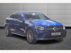 Brilliant blue Used 2018 Mercedes GLC220 AMG line Coupe | £26,750 (A bit pricey)