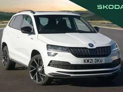 Moon white metallic Used 2021 Skoda Karoq SportLine SUV | £18,995 (Fair price)