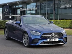 Brilliant blue metallic Used 2021 Mercedes E300 AMG Line Premium Cabriolet | £24,995 (Super price)