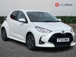 Solid pure white Used 2022 Toyota Yaris Hybrid Design Hatchback | £15,071 (Good price)
