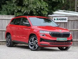 Velvet red metallic Used 2024 Skoda Karoq SportLine SUV | £27,695 (Fair price)