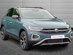 Ravenna blue with black roof New 2025 VW T-Roc Design SUV | £31,995 (Expensive)