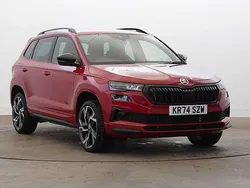 Velvet red metallic Used 2024 Skoda Karoq SportLine SUV | £28,995 (Fair price)