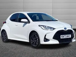 Pure white Used 2023 Toyota Yaris Hybrid Design Hatchback | £18,050 (Fair price)