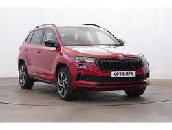 Velvet red metallic Used 2024 Skoda Karoq SportLine SUV | £28,792 (Fair price)