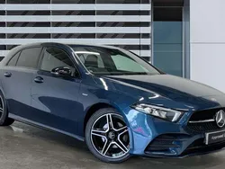 Denim blue metallic Used 2021 Mercedes A180 Executive Hatchback | £21,532 (A bit pricey)