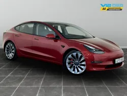 Red Used 2021 Tesla Model 3 Performance Sedan | £19,295 (Fair price)