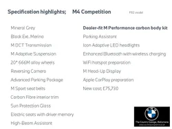 Grey Used 2020 BMW M4 Competition Edition Coupe | £39,995 (Fair price)