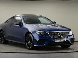 Brilliant blue metallic finish Used 2020 Mercedes E400 AMG line Coupe | £27,000 (Good price)