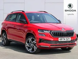 Velvet red metallic Used 2024 Skoda Karoq SportLine SUV | £30,290 (Fair price)