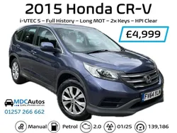 Blue Used 2015 Honda CR-V S SUV | £4,999 (Expensive)
