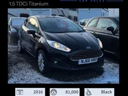 Black Used 2016 Ford Fiesta Titanium Hatchback | £4,999 (Fair price)