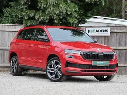 Velvet red metallic Used 2024 Skoda Karoq SportLine SUV | £27,695 (Fair price)