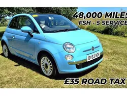 Blue Used 2013 Fiat 500 Lounge Hatchback | £5,695 (A bit pricey)
