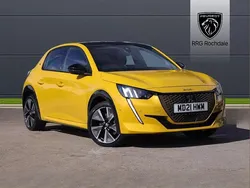 Yellow Used 2021 Peugeot e-208 Premium Hatchback | £11,295 (Fair price)