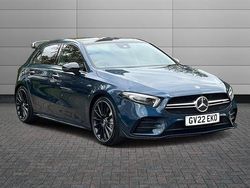 Denim blue Used 2022 Mercedes A35 AMG Premium Plus Hatchback | £29,490 (Fair price)