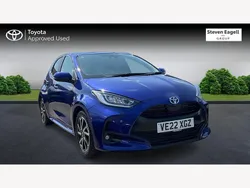 Blue Used 2022 Toyota Yaris Hybrid Design Hatchback | £16,589 (Fair price)