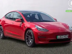 Red Used 2022 Tesla Model 3 Performance Sedan | £27,899 (A bit pricey)
