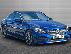 Brilliant blue Used 2019 Mercedes C200 AMG Line Premium Sedan | £21,490 (Fair price)