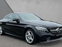 Obsidian black metallic Used 2021 Mercedes C200 AMG line Coupe | £21,970 (Fair price)