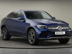 Brilliant blue Used 2021 Mercedes GLC300e AMG line Coupe | £31,900 (Super price)