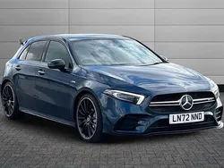 Denim blue Used 2022 Mercedes A35 AMG Premium Plus Hatchback | £30,759 (Fair price)