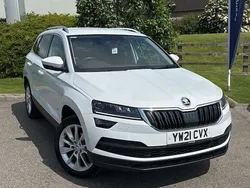 Moon white metallic Used 2021 Skoda Karoq SE L SUV | £19,495 (Fair price)