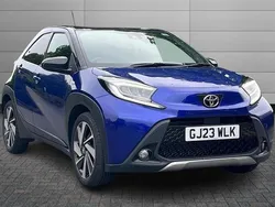 Juniper blue with black Used 2023 Toyota Aygo Hatchback | £12,995 (Fair price)