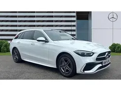 White Used 2024 Mercedes C300e AMG Line Premium Plus Estate | £39,788 (Fair price)