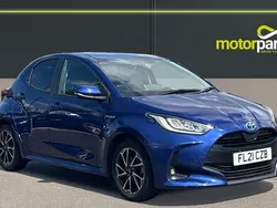 Galactic blue metallic Used 2021 Toyota Yaris Hybrid Design Hatchback | £14,750 (Fair price)