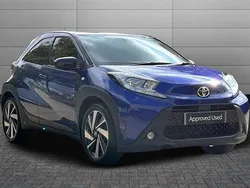 Juniper blue with black Used 2023 Toyota Aygo Hatchback | £13,595 (Fair price)