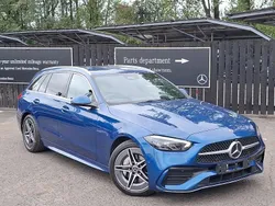 Spectral blue metallic Used 2023 Mercedes C300e AMG line Estate | £35,498 (Expensive)