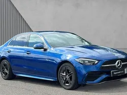 Spectral blue metallic Used 2022 Mercedes C300e AMG line Sedan | £29,413 (Fair price)