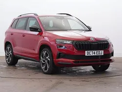Velvet red metallic Used 2025 Skoda Karoq SportLine SUV | £31,585 (Fair price)