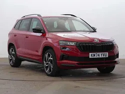Velvet red metallic Used 2024 Skoda Karoq SportLine SUV | £28,995 (Good price)