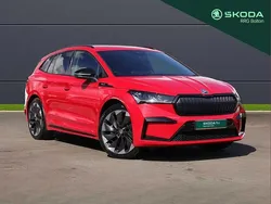 Velvet red metallic Used 2025 Skoda Enyaq iV SportlinePlus SUV | £32,495 (A bit pricey)