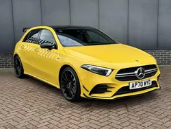 Yellow Used 2021 Mercedes A35 AMG Premium Plus Hatchback | £26,495 (Fair price)