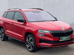 Velvet red metallic Used 2025 Skoda Karoq SportLine SUV | £29,960 (A bit pricey)