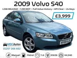 Blue Used 2009 Volvo S40 Sedan | £3,999 (Fair price)