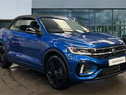 Ravenna blue metallic black Used 2025 VW T-Roc Cabriolet R-line Cabriolet | £32,714 (Fair price)